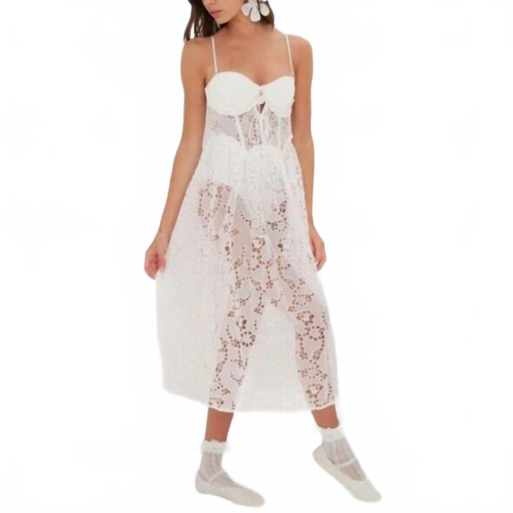 NEW FOR LOVE & LEMONS romi midi dress in white